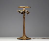 TIFFANY STUDIOS ‘New York’ 1900 - Table lamp with bronze foot and frosted glass shade, signed and numbered under the base.