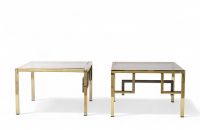 Guy LEFEVRE (1933-2018) Maison Jansen (attr. to) - Pair of brass and smoked glass end tables, circa 1970-80.