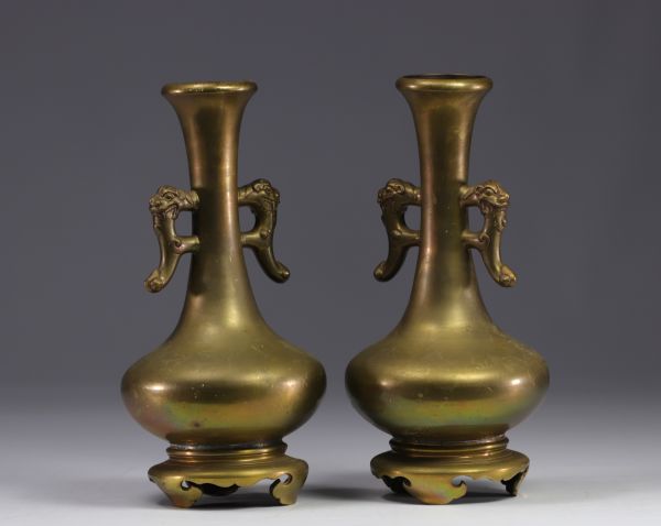 Chine du Sud, Vietnam - paire de vases en bronze, début XXe siècle.