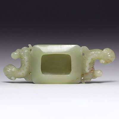 China - Jadeite carp brushwork, Qing period.