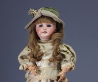 SFBJ - Cast bisque head doll, open mouth, sleeping blue eyes, debossed with SFBJ 301 Paris, between 1899 and 1920.