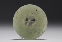 China - Green jade plaque with Chilon decoration, Qing dynasty.