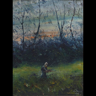 A. FRANCQ (XIX-XX) ‘Crépuscule’ Oil on panel, signed.