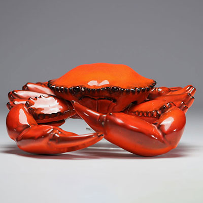 Vallauris - Large glazed ceramic crab, circa 1950.