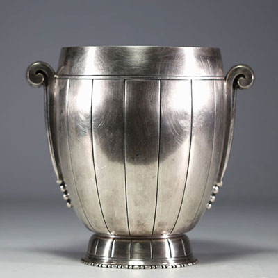 Art Deco silver-plated Champagne bucket, hallmarked BB for Bouillet Bourdelle, circa 1930.