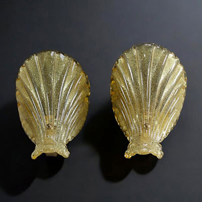 Murano - Pair of wall lights in sequined glass, circa 1970.