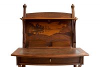 Louis MAJORELLE (1859-1926) Walnut desk, fruitwood veneer, bronze lock and key.