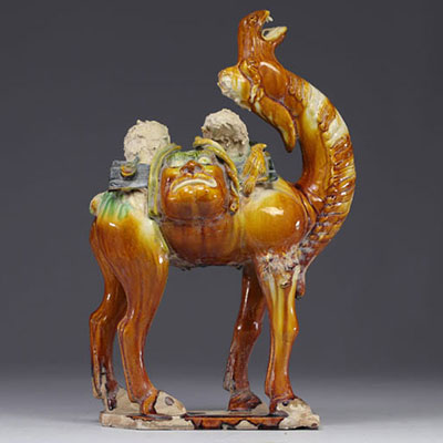 China - Tang-style glazed stoneware camel, unidentified period.