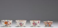 China - Set of various pieces of polychrome porcelain, 18th century.