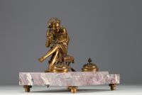 ‘Young Bacchus’ Marble and bronze inkwell.