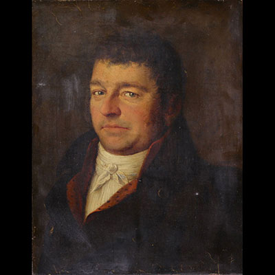 Portrait d'ancêtre, huile sur toile vers 1800