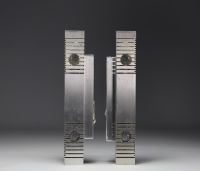 Gaetano SCIOLARI (1927-1994) - Pair of wall lights in brushed aluminium.