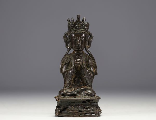 Chine - Guanyin, statuette en bronze d'époque Ming.