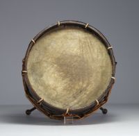 Napoleon III period small brass tripod drum, 19th century.