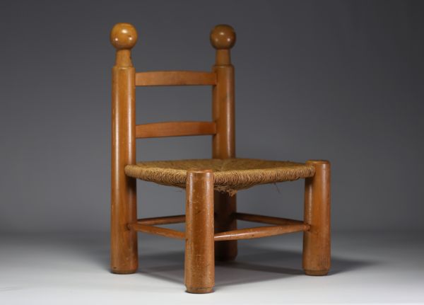 Charles DUDOUYT (1885-1946) attr. à  - Petite chaise paillée, vers 1930.