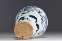 China - Meiping vase in white-blue porcelain with dragon design.