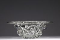 Antonio & Guido BOON (XX) Val Saint Lambert - Large table centre bowl in mouth-blown clear crystal, worked with tongs.