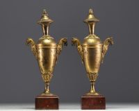 A pair of gilt bronze Directoire period covered vases.