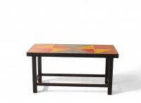 Jacques AVOINET and Jean Simon LABRET (20th century) Coffee table, cemented glass slab top, steel base.