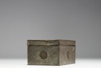 China - Pewter and copper tobacco drying case with dragon decoration, late 19th century.