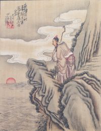 Chine - Ensemble de six peintures sur soie, représentations de sages et dignitaires, début XXème.