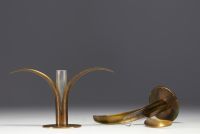 Ivar Alenius BJORK (1905-1978) - Pair of brass and glass soliflor vases for Ystad Metall, circa 1930-40.