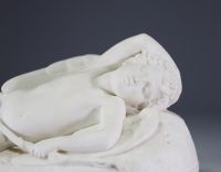 Raymond GAYRARD (1777-1858) ‘Sleeping Cupid’ 19th century white marble sculpture.