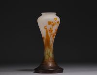 Émile GALLÉ (1846-1904) Acid-etched multi-layered glass vase decorated with water lilies and aquatic flowers, signed on the base.