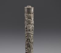 China / Indochina - Solid silver parasol handle with dragon design circa 1900/1920