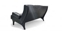 Eugenio GERLI (1923-2013) Black leather two-seater sofa published by Tecno around 1960.