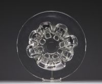 Antonio & Guido BOON (XX) Val Saint Lambert - Large table centre bowl in mouth-blown clear crystal, worked with tongs.