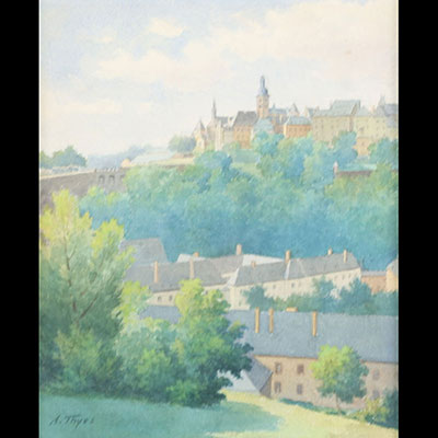 André THYES (1867-1952) ‘View of Luxembourg’ Watercolour, signed.