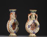 Pair of Wasmuël earthenware openwork 