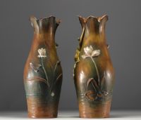 Bernhard BLOCH (1836-1909) - Pair of Art Nouveau terracotta vases decorated with young women.