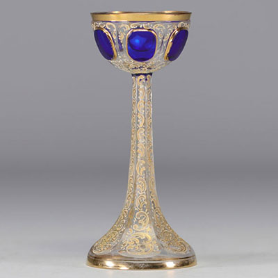 Moser Bohemian stemmed glass in cobalt blue circa 1900