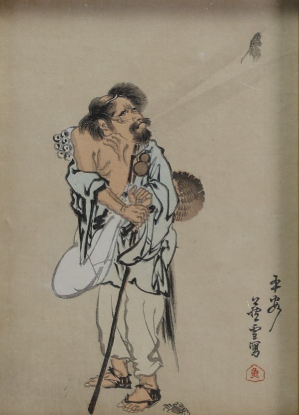 Japon - Rosetsu NAGASAWA (1754-1799) Dessin à l'aquarelle et à l'encre sur papier.