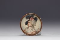 Set of five buttons, miniature painting on brass mount, 18th-19th century.