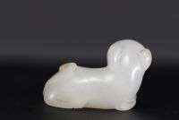 China - Small white jade pendant representing a cat, 18th century.