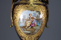 Sèvres - Pair of polychrome porcelain cassolettes with floral decoration, gilt bronze mounts, marks under the pieces.