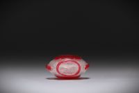 China - Red multi-layered glass snuffbox.