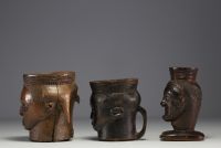 Africa DRC - Set of three Kuba cups, early 20th century.