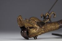 Tibet - copper trumpet with dragon design.