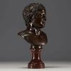 ‘Young Faun’ bronze bust with brown patina on marble base, mark of the Fonderie Nationale des Bronzes ’J. Petermann, Brussels’.