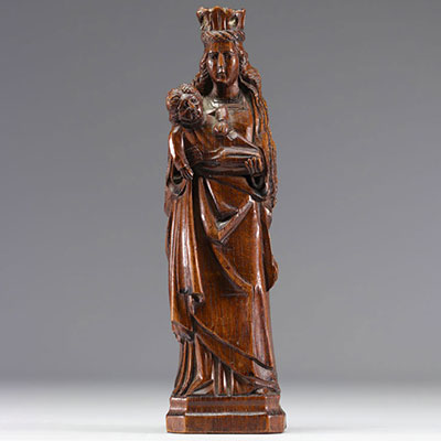 Vierge à l'enfant en bois sculpté