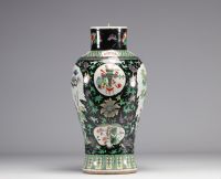 Vase en porcelaine de la Famille Verte avec un décor en cartouches de l'époque Qing (清朝)