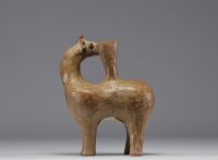 Antique curiosity Rython zoomorphic earthenware pot in the shape of a fawn