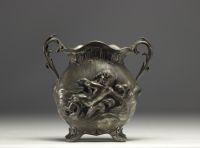 Set of a polished pewter Art Nouveau jug and vase, circa 1900.