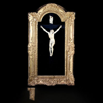 Large ivory Christ in an 18th century frame