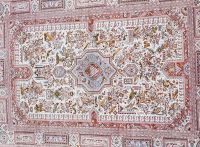 Perse/Iran - Tapis d'Orient en soie naturelle rouge.