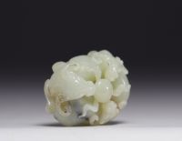 China - group of three jade goats, Qing period.